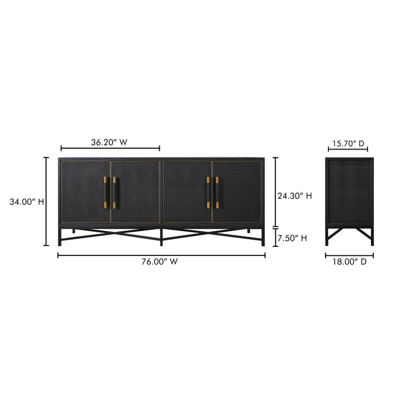 Meera 76" Wide Wood Sideboard, Black
