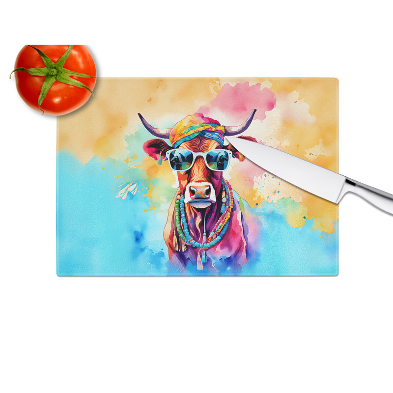 Planche à découper en verre Hippie Animal Cow
