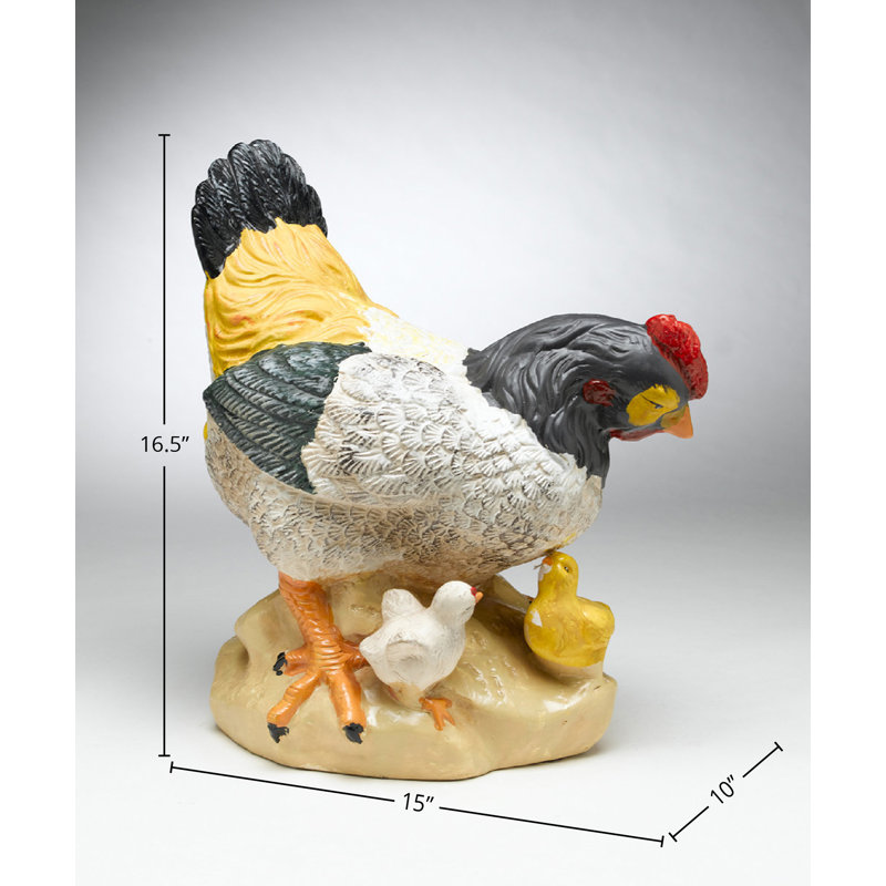 Figurine de poule en céramique avec poussins