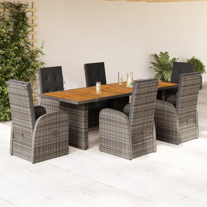 Acacia Patio Dining Set with Rectangular Table, 6