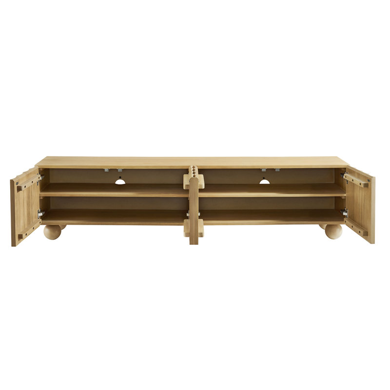 Sorren Scalloped Wood TV Stand, Natural, 71"