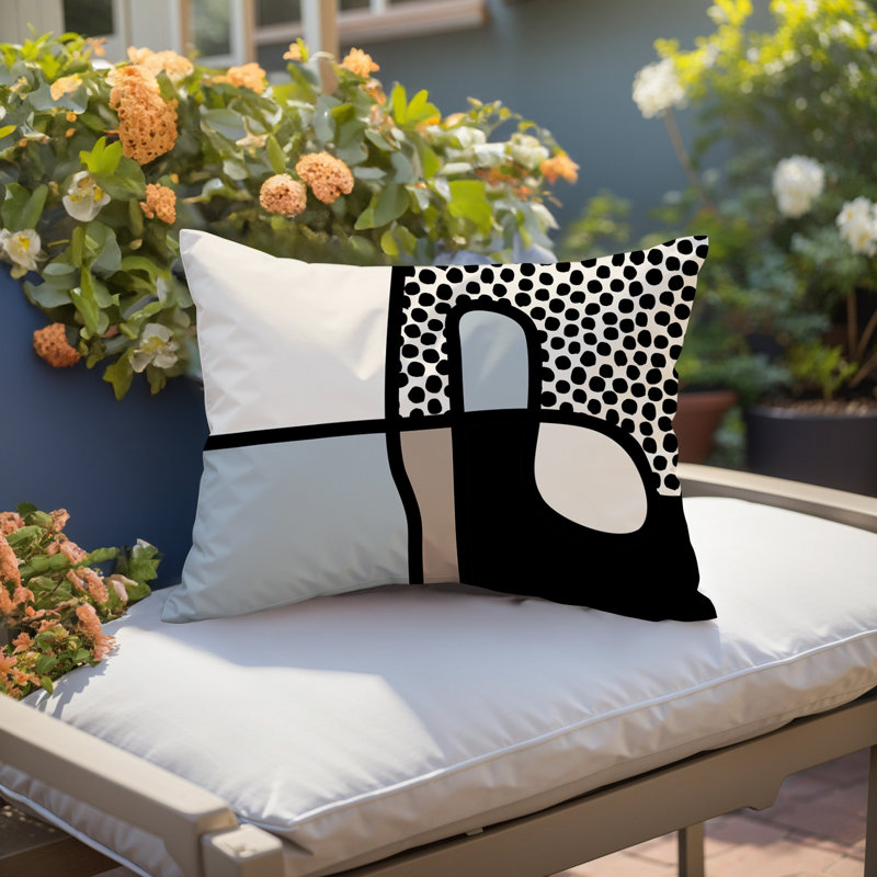Coussin lombaire réversible intérieur / extérieur Jai Abstract, H 14 po x l 20 po, Grey