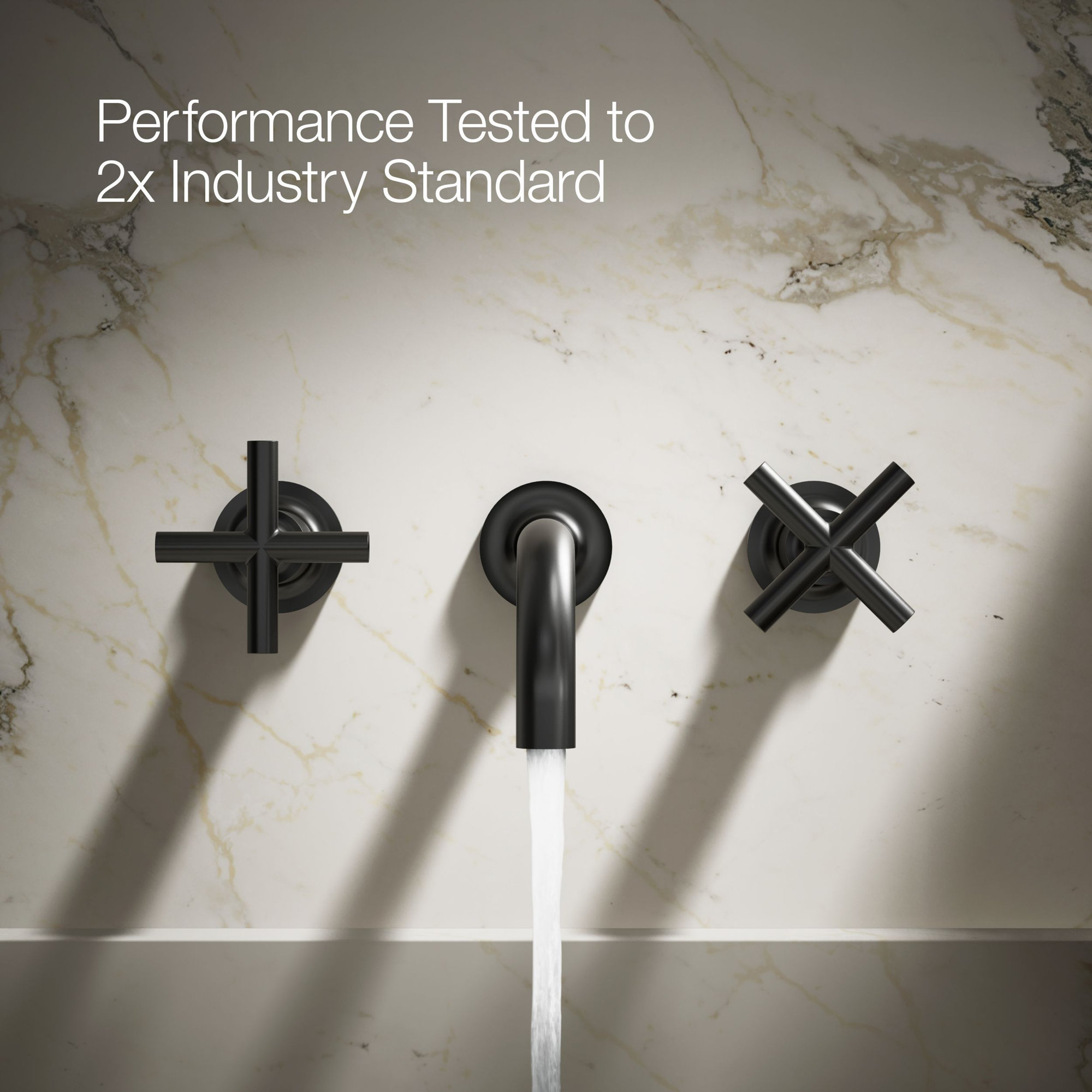 Purist Wall Mounted Bathroom Faucet, Matte Black, Cross Handle