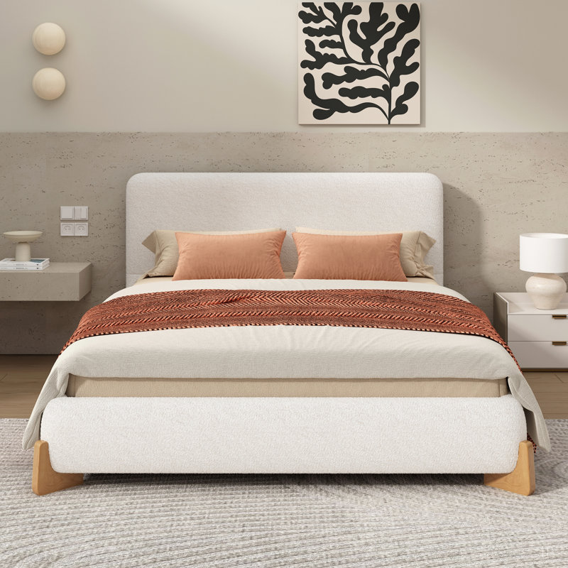 Lit rembourré Elegant Boucle, pièce maîtresse luxueuse et confortable de la chambre à coucher, Lit double