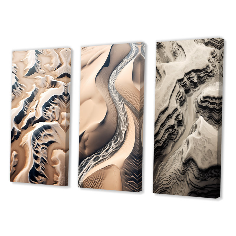 «Eernal Dunes Desert Rivers», 3 pièces, Toile tendue, H 36 po x l 20 po