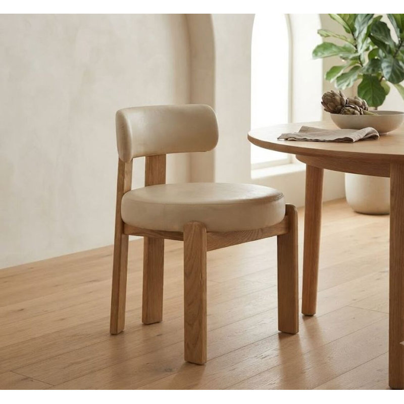 Chaise en cuir taupe Olivia, Taupe