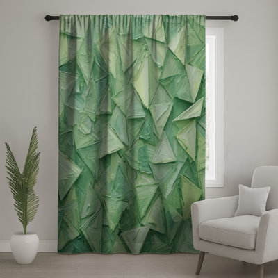 Rideaux géométriques à motif de triangles verts