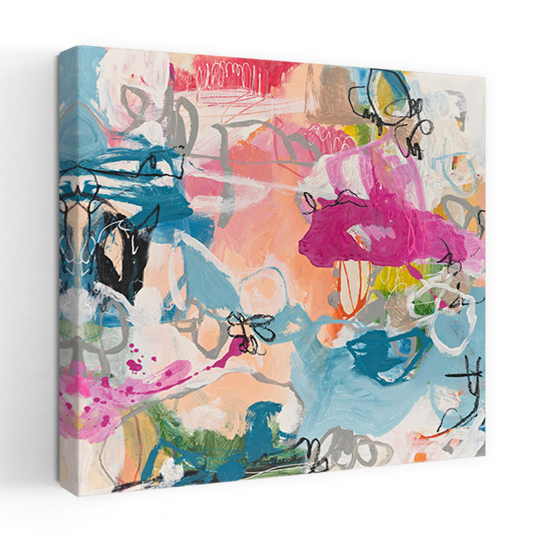 Art contemporain, art abstrait abstrait et coloré, H 18 po x l 18 po
