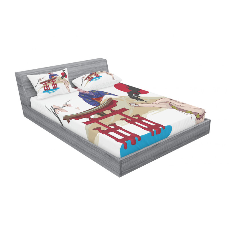 Microfiber Abstract Sheet Set, Full/Double Sheet Set with Fitted Sheet