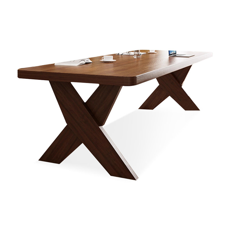 Bureau rectangulaire en bois massif brun noisette, H 29,53 po x l 62,99 po x P 27,56 po
