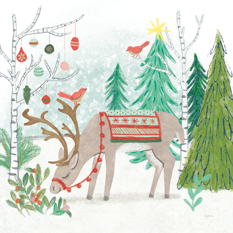 Reindeer Jubilee III par Mary Urban - reproduction d'art sur toile tendue, H 30 po x l 30 po, Non