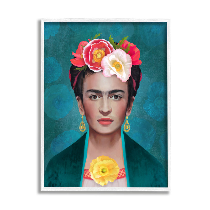 Portrait floral de Frida Kahlo, estampe numérique de Diane Neukirch, H 14 po x l 11 po x P 1,5 po