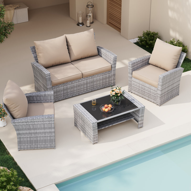 Outdoor Replacement Cushion Set Seat/Back Cushion(SOFA NOT INCLUDED), Beige