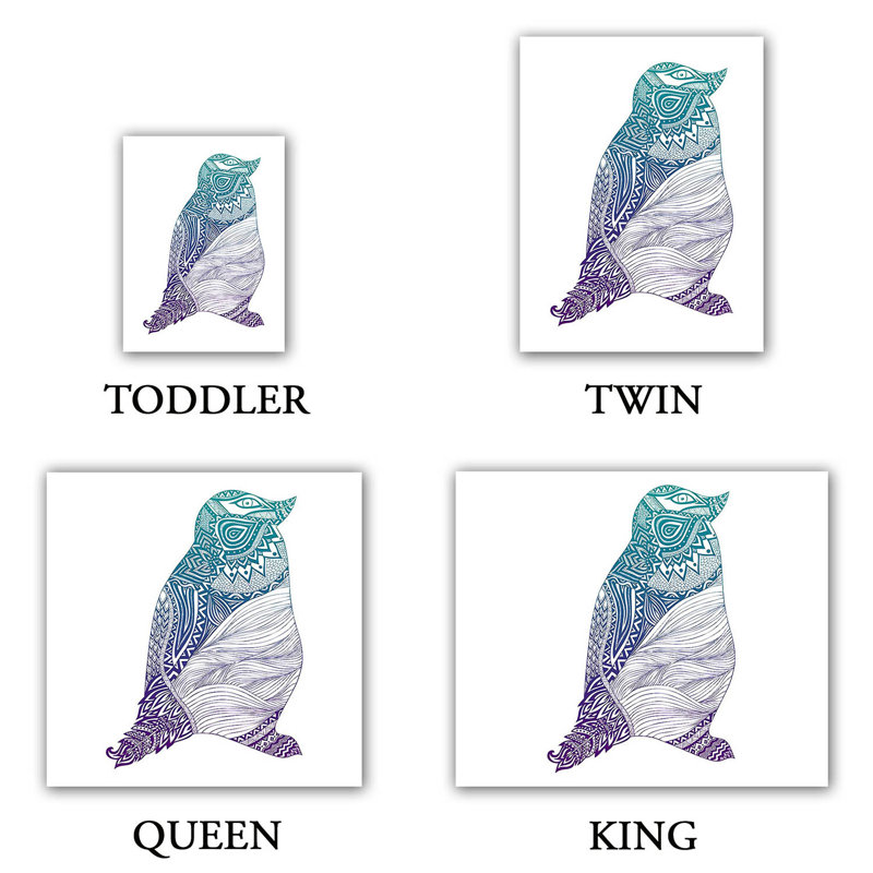 Ensemble de housse de couette bichromie pingouin, 1 housse de couette grand + 2 taies standards