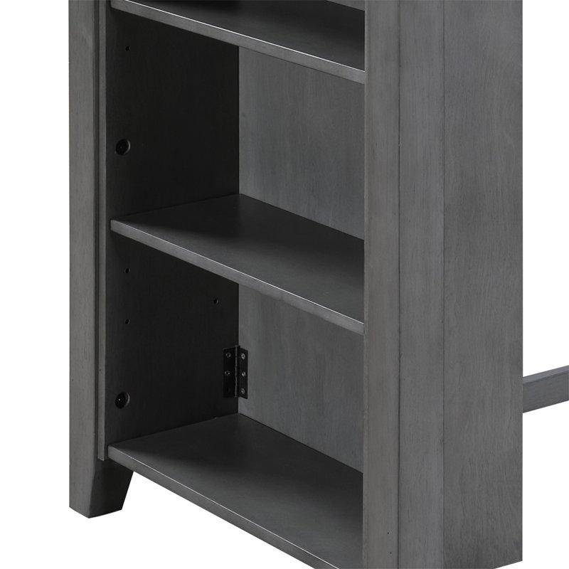 Graham 36" Grey Finish Small Space Counter Height Dining Table With Usb Charging Ports And Shelves (Only Tables, No Chairs)