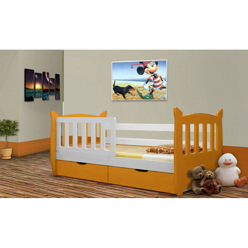 Hielm European Toddler (80 X 160cm) 2 Drawer Bed and Mattress by Harriet Bee, White Beech