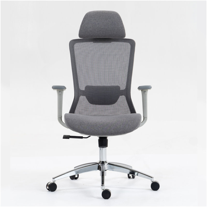 Chaise de bureau haut dossier en filet: 8322H-GR, Gris, Argent argent