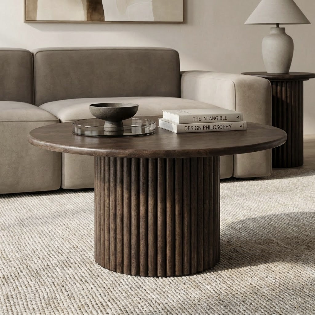 Auren Solid Wood Fluted Coffee Table