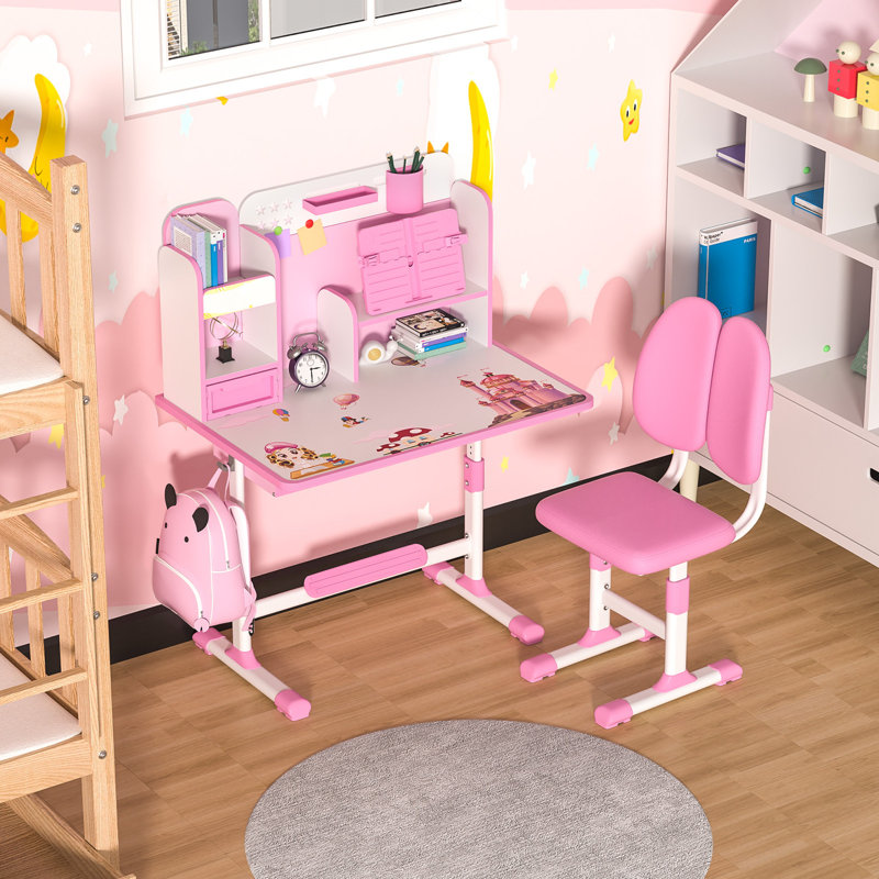 Ensemble de bureau et chaise pour enfants, Rose