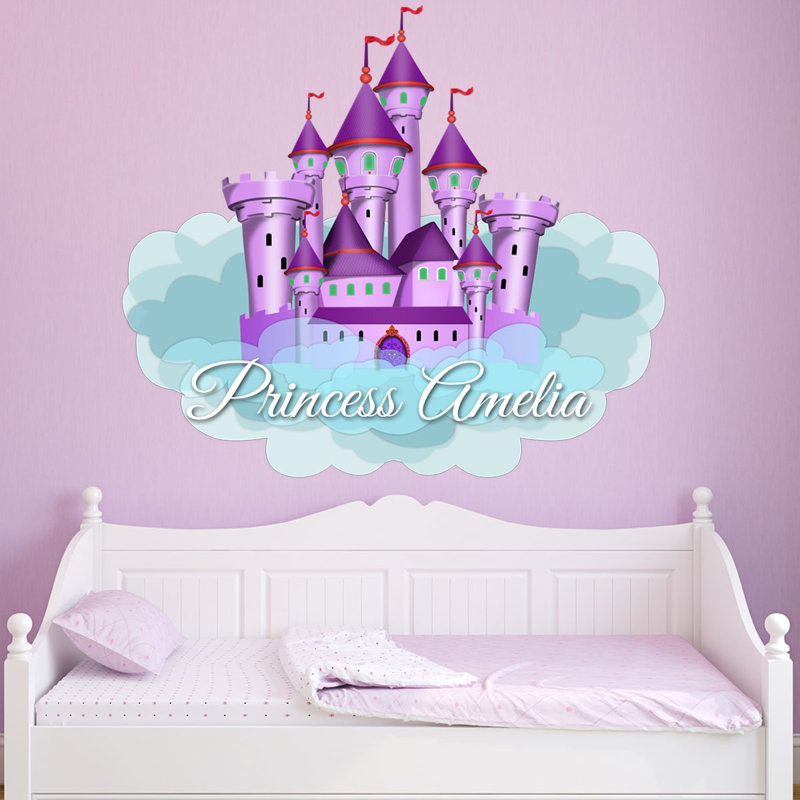 Décalcomanie murale personnalisée princess castle, Mauve, H 20 po x l 22 po