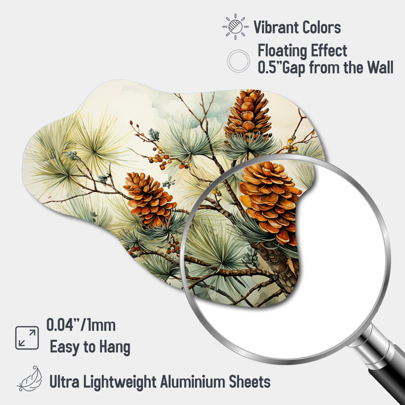 Pine Tree Pine Beauty II - Cloud Tree Pine Metal Wall Art, Asymmetrical Metal Wall Sculpture Print, 25" H x 28" W x 1" D