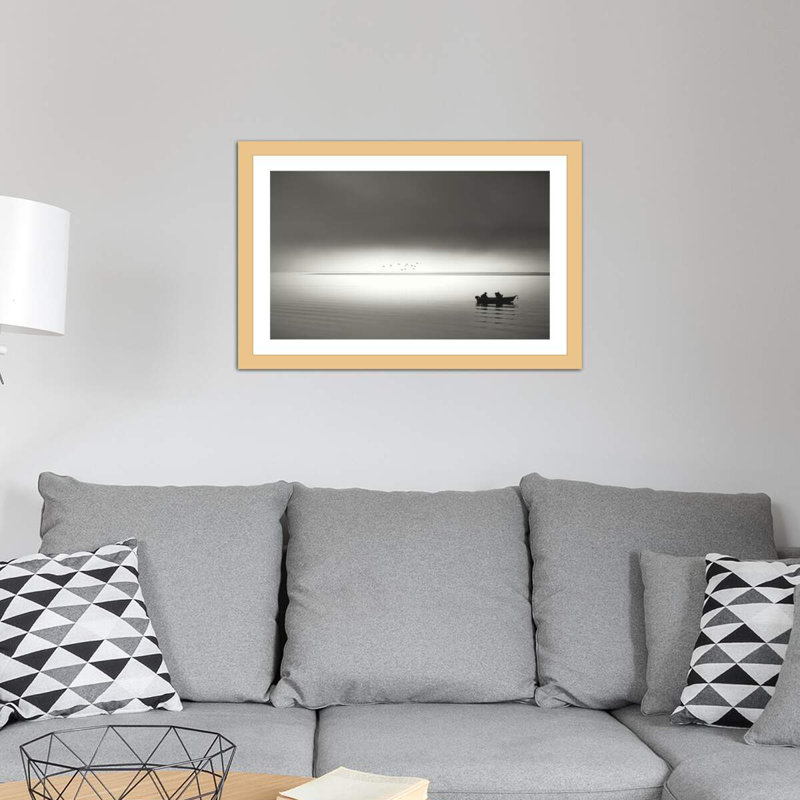 " Going Fishing " by Don Schwartz, 16" H x 24" W x 1" D, Natural Framed Paper