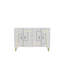 Console moderne avec de nombreuses tablettes, blanc et or, panneau de particules recouvert de mélamine à 100%, épaisseur: 0,7 pouce | Design géométrique mural et élégant pour la décoration et le rangement de la maison-978581584
