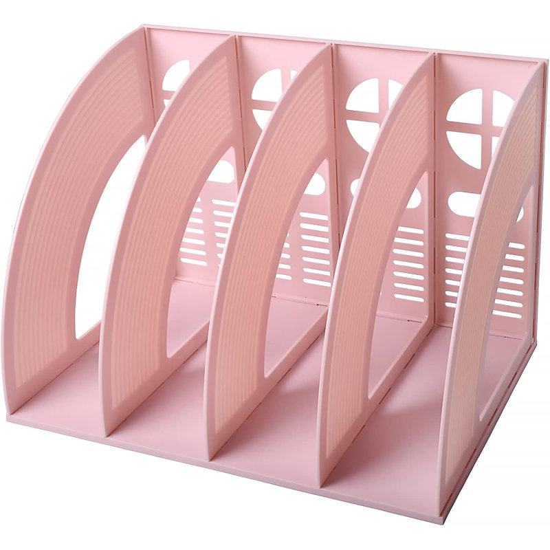 Pink 4-Compartment Desktop Magazine File Holder