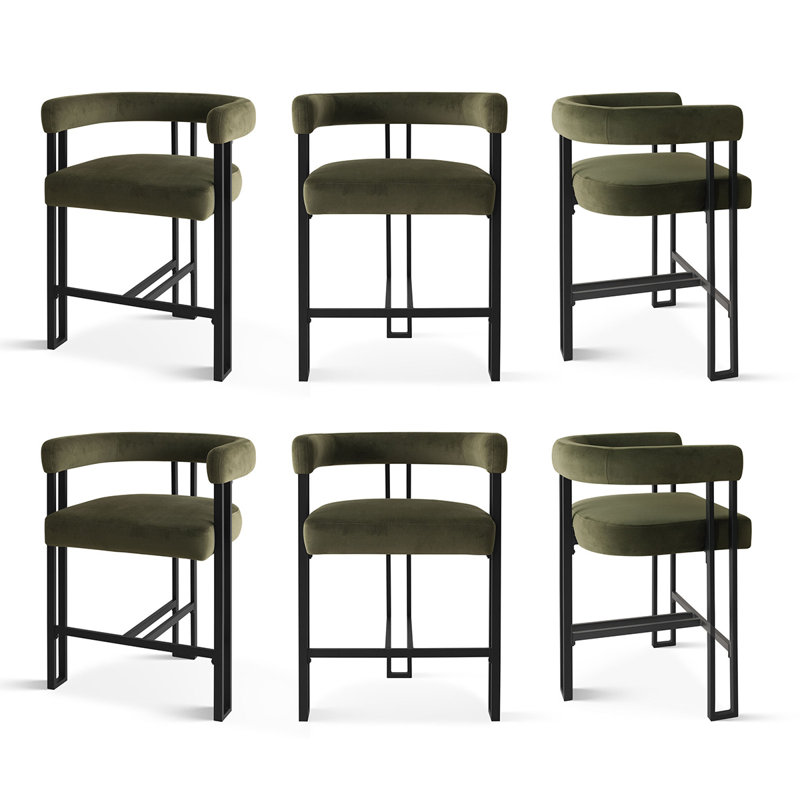 Tabouret de bar 24 po avec accoudoirs 24 po (ensemble de 6), Vert olive