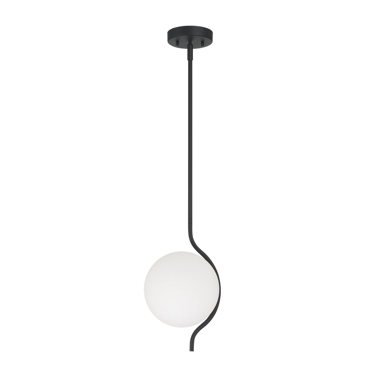 Dimmable Curved Jade Glass Globe Globe Pendant, Matte Black