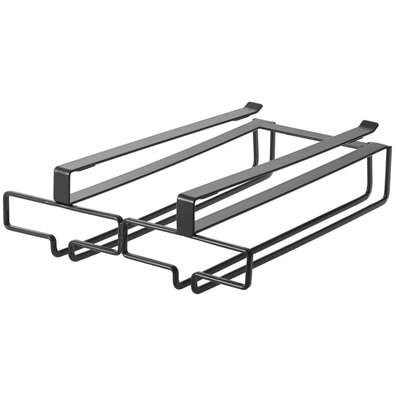 Black Steel Under Shelf Wine Glass Rack