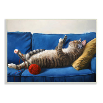 " Cat Couch Relaxing Red Yarn Ball Pet " by Lucia Hefferenan