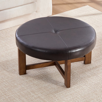 Grand repose-pieds rond, base en similicuir, repose-pieds moderne pour la maison