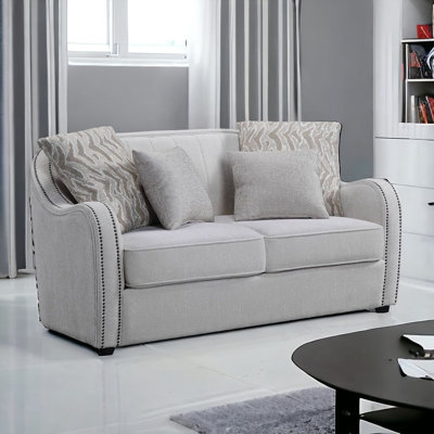 Causeuse et coussins décoratifs 63 "en lin beige et noir