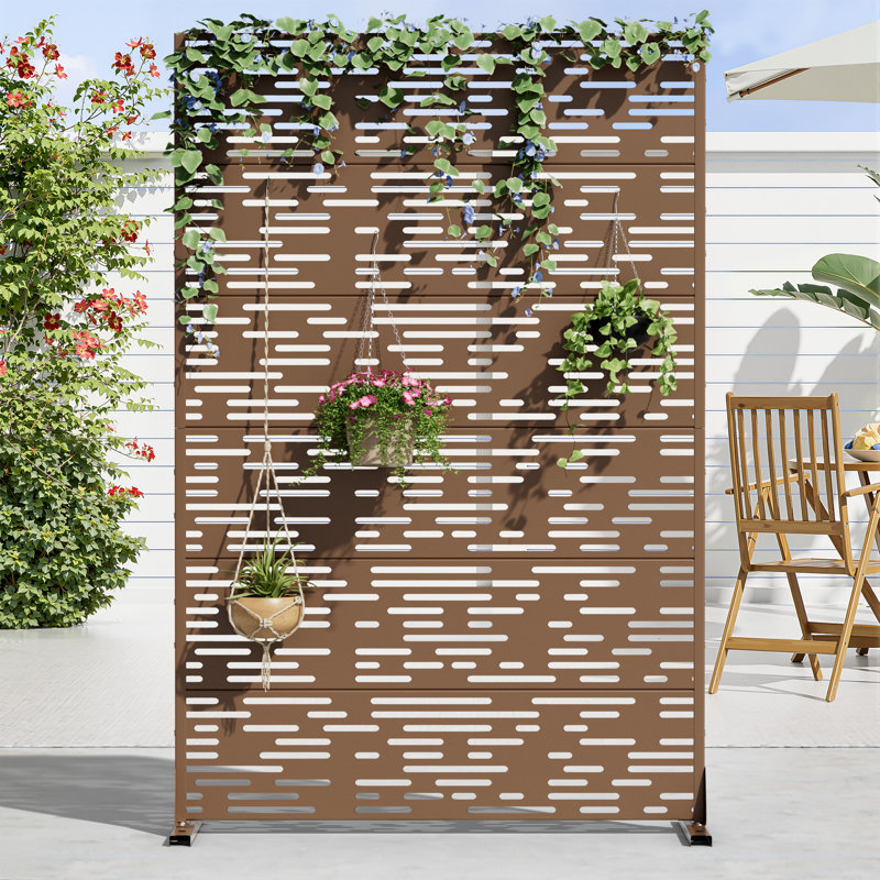 Panneau de clôture en métal pour l'extérieur, H 72 po x l 35 po x P 16 po, Brun