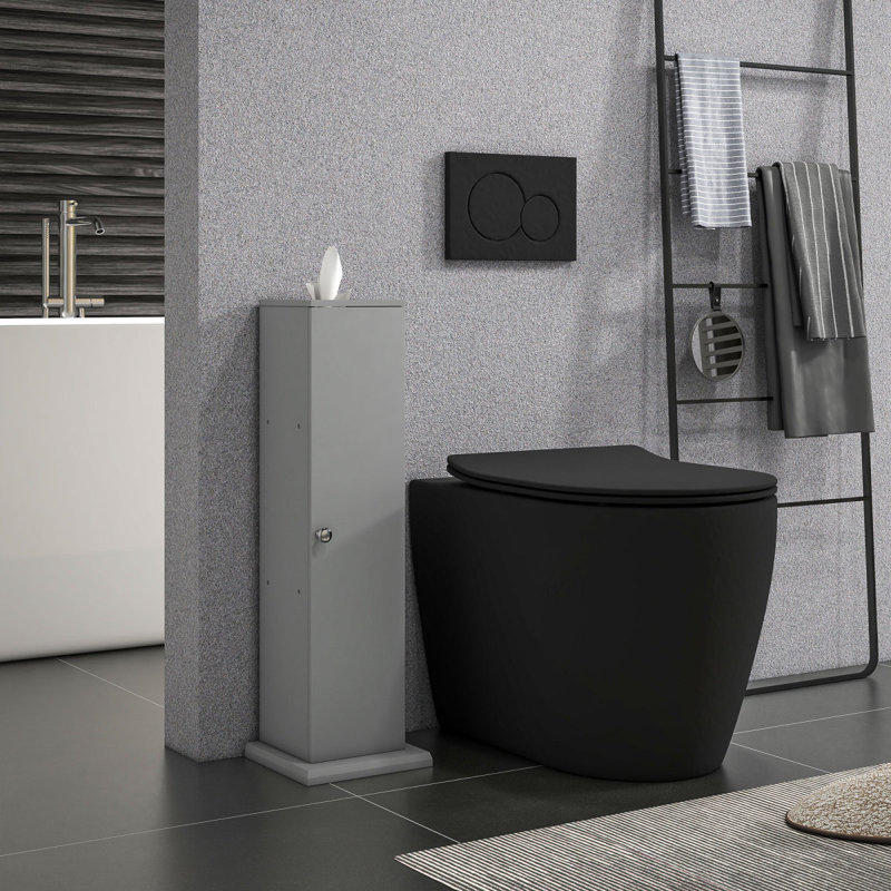 Toilet Paper Cabinet, Small Bathroom Corner Floor Cabinet With Doors And Shelves, Thin Storage Bathroom Organizer For Paper Shampoo, Gray
