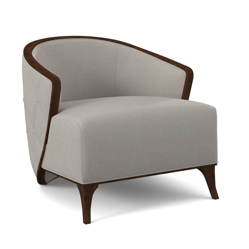 Fauteuil demi-tonneau l 30 po Peregrine, Ivoire filigrane, Noyer noir