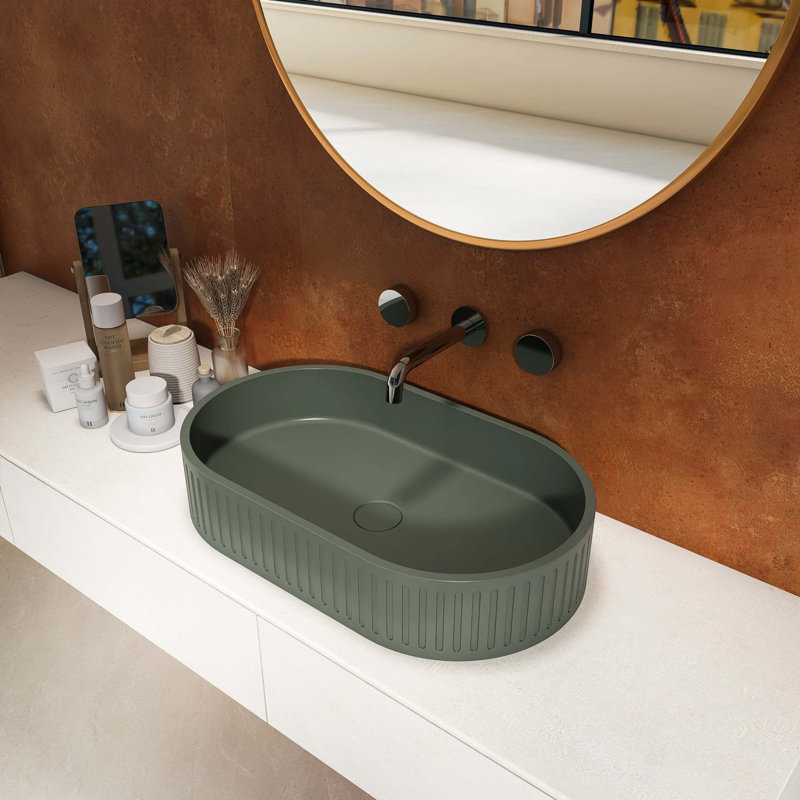 Lavabo de salle de bain ovale moderne en béton 23,6 po