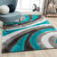Tapis turquoise à motif géométrique Koo-1394437170