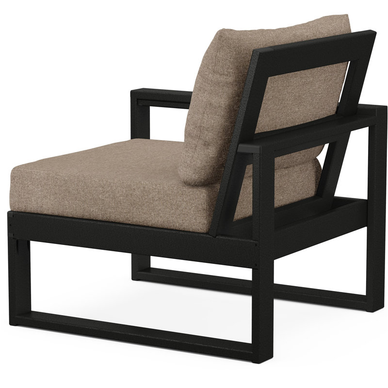POLYWOOD Outdoor Lounge Chair, Black, Spiced Burlap