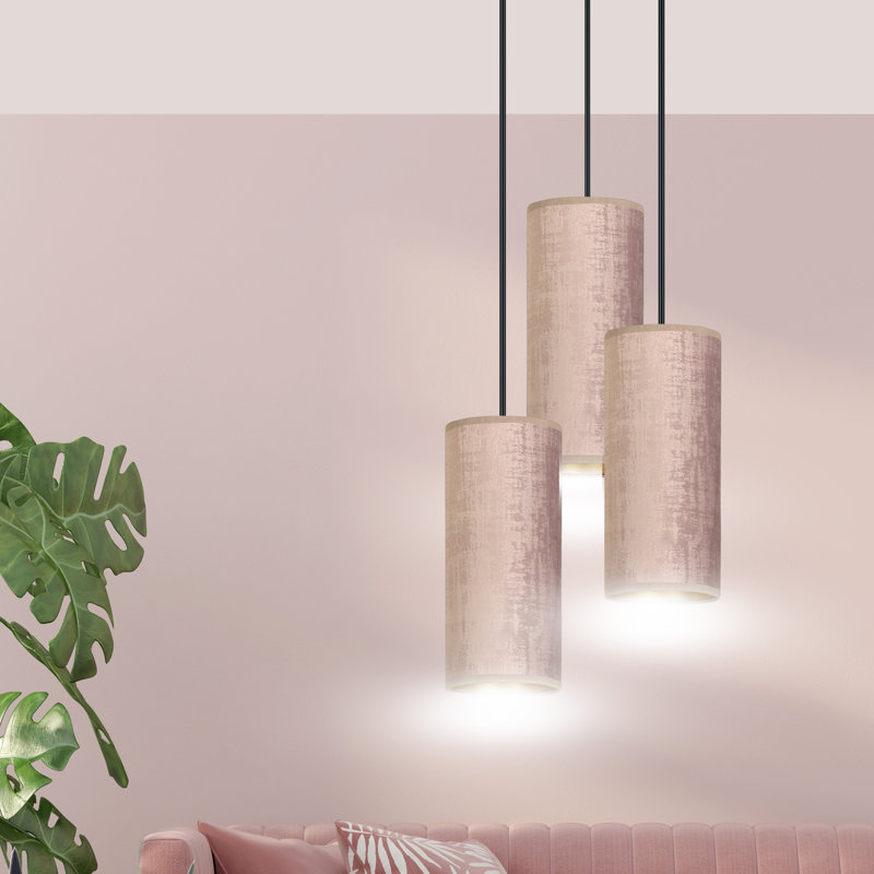 Ealidh 3 - Light Steel Cluster Pendant, Pink