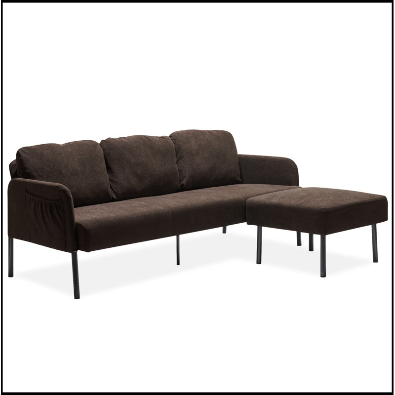 Canapé confortable en tissu de polyester avec repose-pieds pour divers espaces, Brun