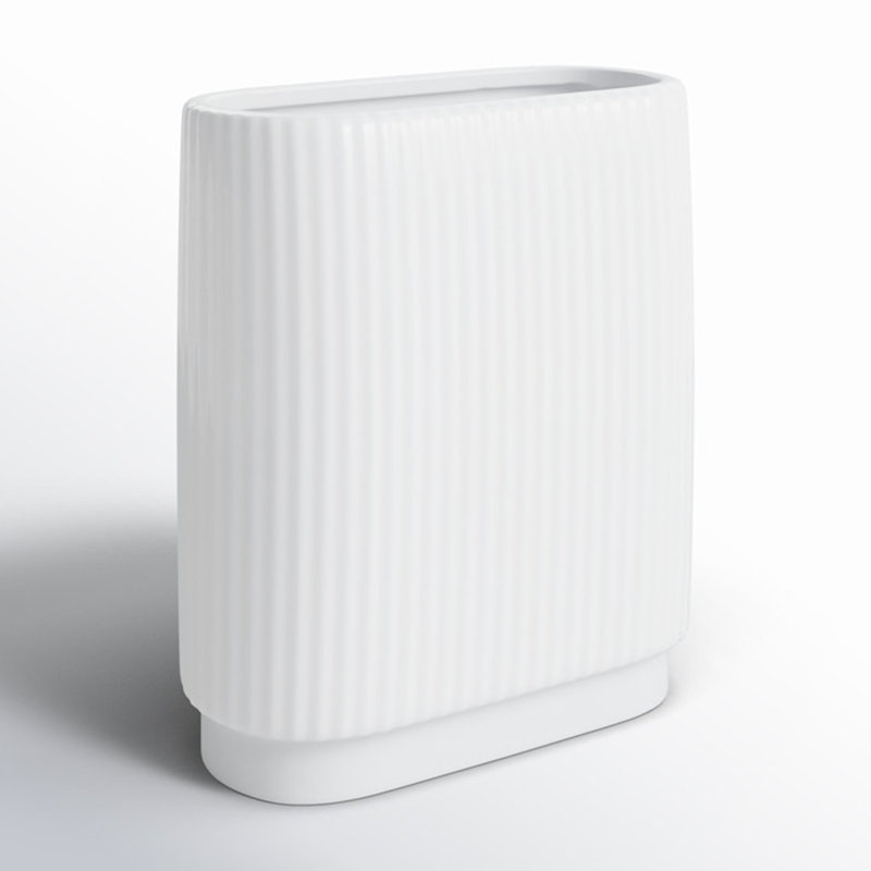 Vase en céramique Brix, H 8 po x l 7 po x P 3 po, Blanc