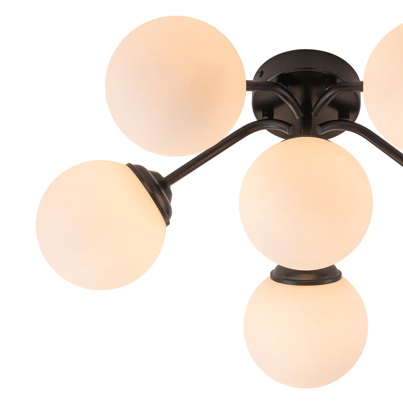 Plafonnier semi-encastré Honniball, Noir, Six lumières