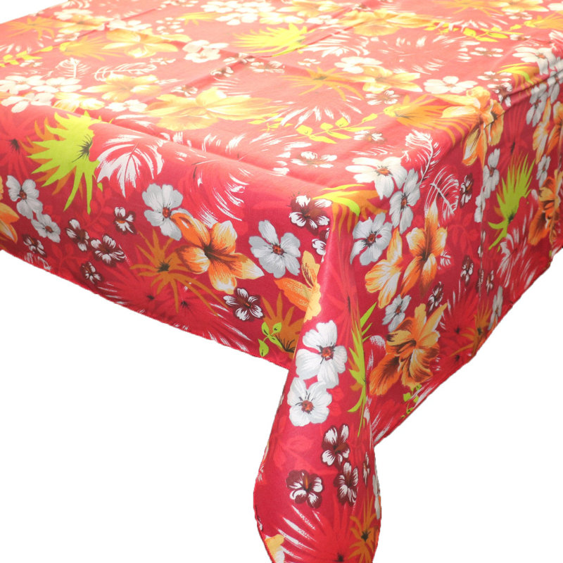 Tropical Hawaiian Print Tablecloths, 48" Square, Red