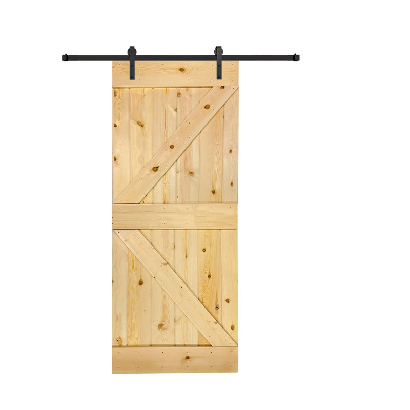 Porte de grange en bois massif DIY 3 en 1 pour chambres, espaces de rangement, placards, Naturel, 38 po x 84 po
