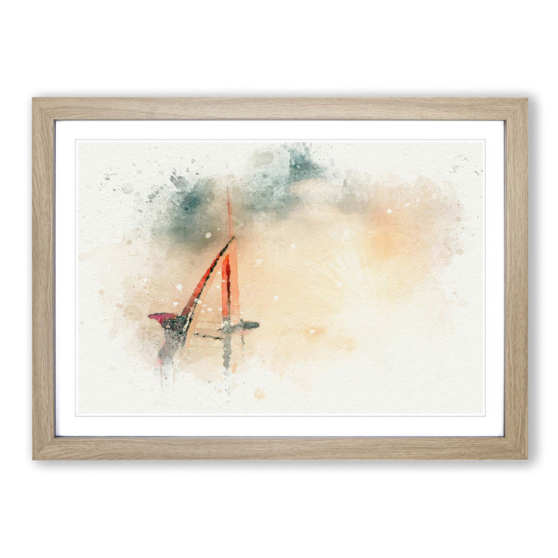 Burj Al Arab Hotel in Dubai in Abstract - Picture Frame Painting Print, 48cm H x 65cm W x 2cm D, Oak Framed