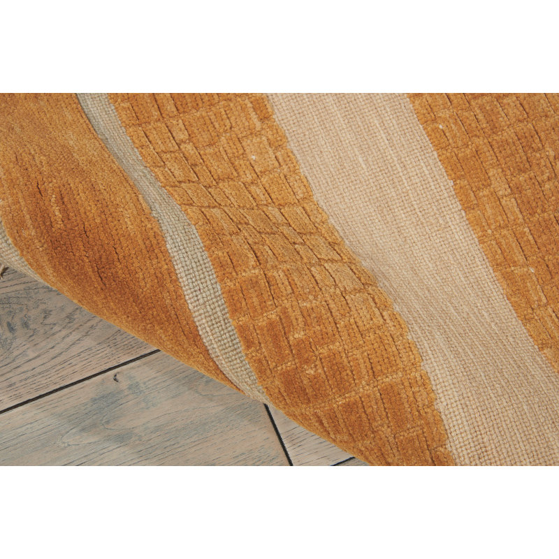 Field Wool Striped Area Rug in Cooper/Beige, Rectangle 8'6" x 11'6"