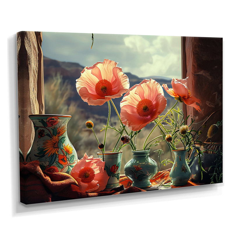 Dahmen - coquelicot, art mural, H 16 po x l 32 po, Toile tendue