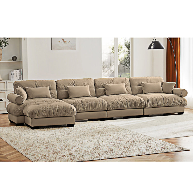 Canapé modulaire modulaire avec repose-pieds convertible, Chameau